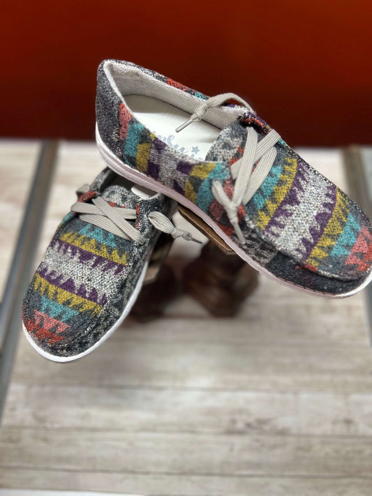 Gypsy Jazz "Aaliyah" Grey Multi Slip On Shoe