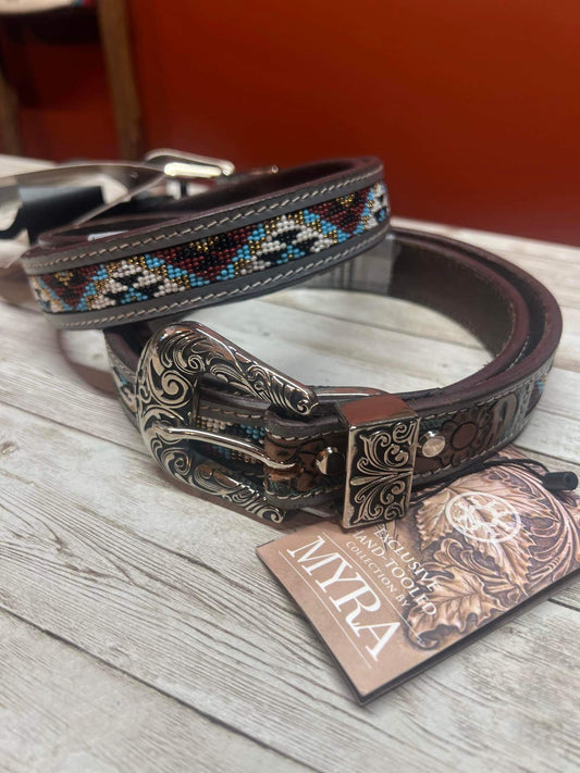 Myra Sunrise Over Sanora Hand Tooled Belt S- 10198