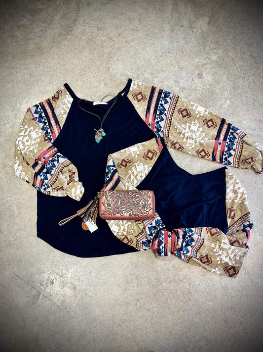 A.gain Aztec Long Sleeve Top