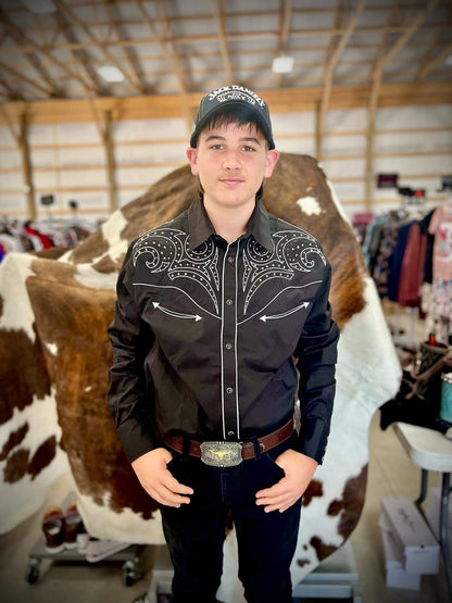 RCCO - Rodeo Clothing Co. Men’s Black/White Rodeo Shirt #1001