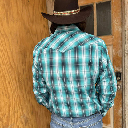 Rodeo Company Long Sleeve Turquoise Western Rodeo Shirt