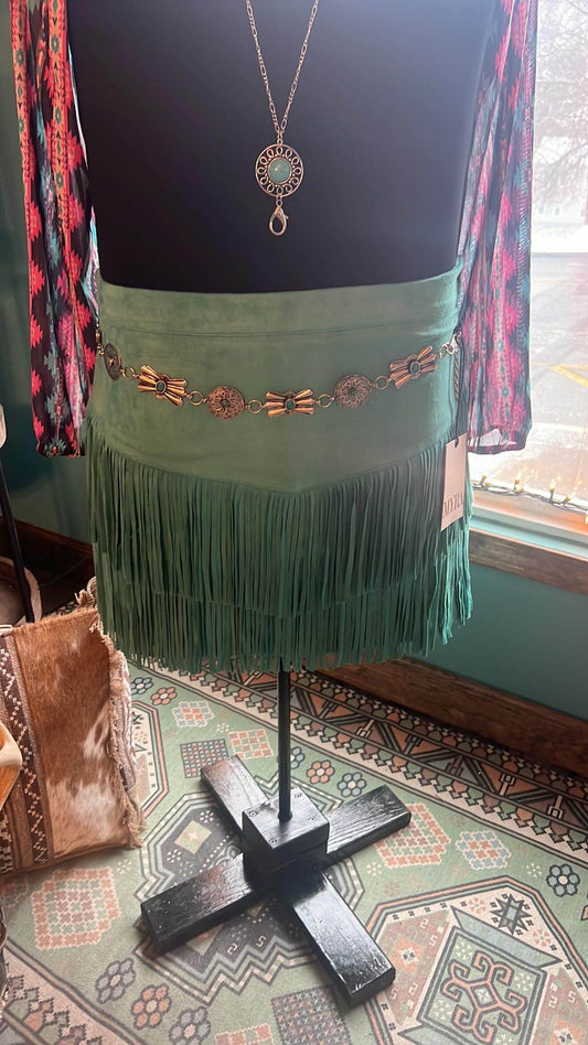 Sterling Kreek Fort Worth Turquoise Fringe Skirt